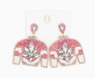 Pink & White Jockey Silks Earrings