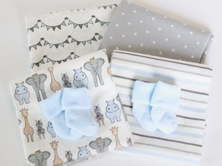 Baby Boy Blanket & Sock Cupcake Gift Set
