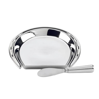 Silver Coast 3-D Horseshoe Cheese Plate with Knife