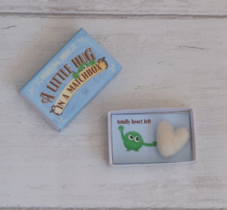 A Little Hug Wool Felt Heart in A Matchbox